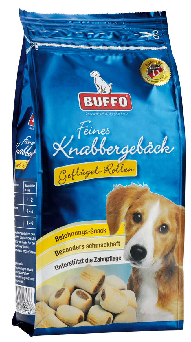 BUFFO Hundeleckerli Feines Knabbergebäck Geflügelrollen